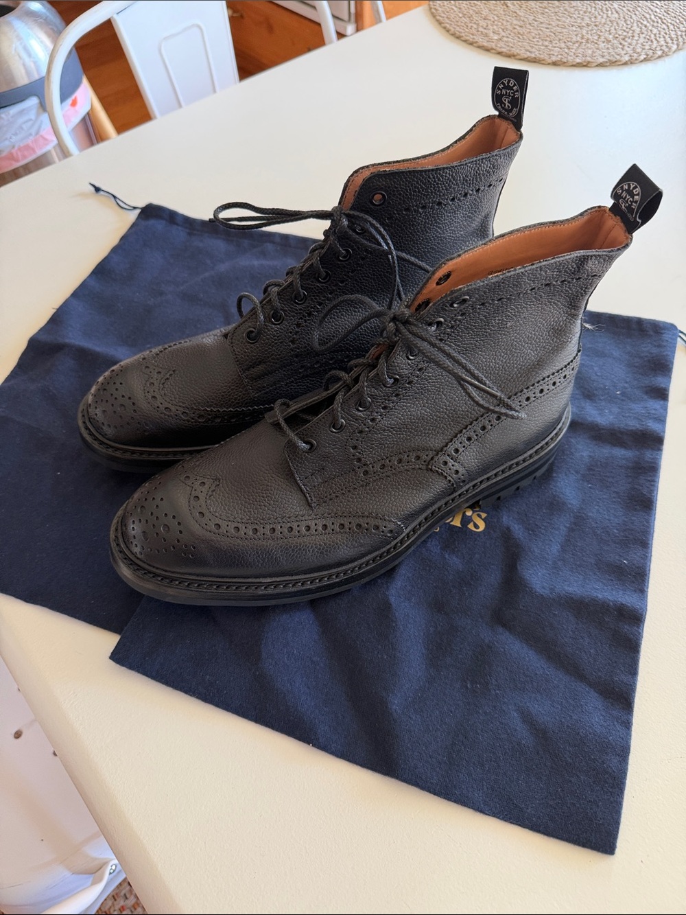 Todd Snyder Trickers Black Wingtip Leather Boots - Sz 10.5. New. Bag5
